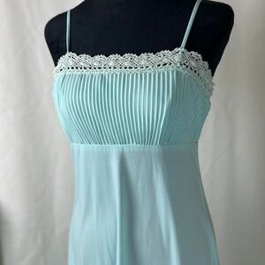 Vintage 1970s 2 piece set teal dress and tie top